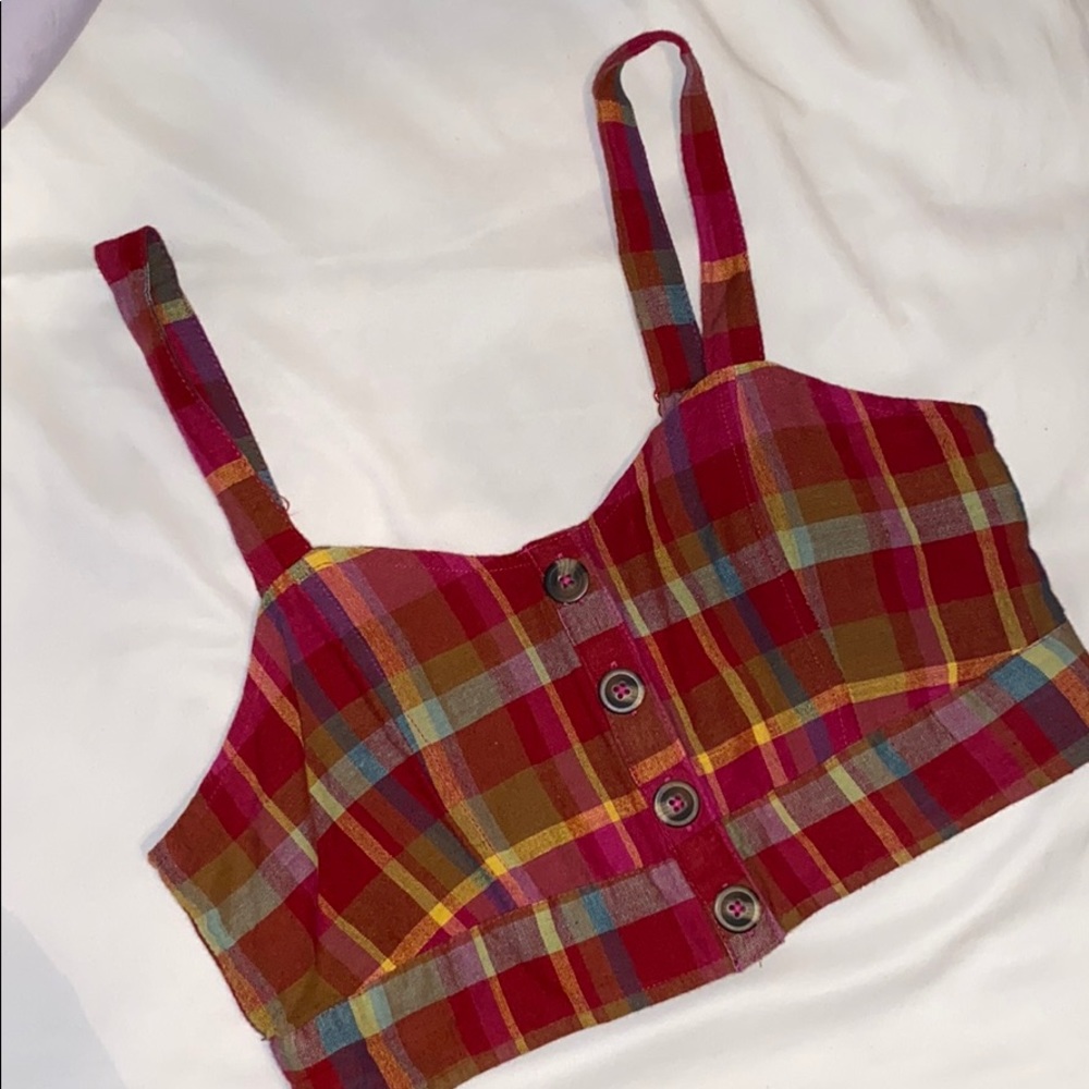 Plaid/Flannel Cropped Tank Top